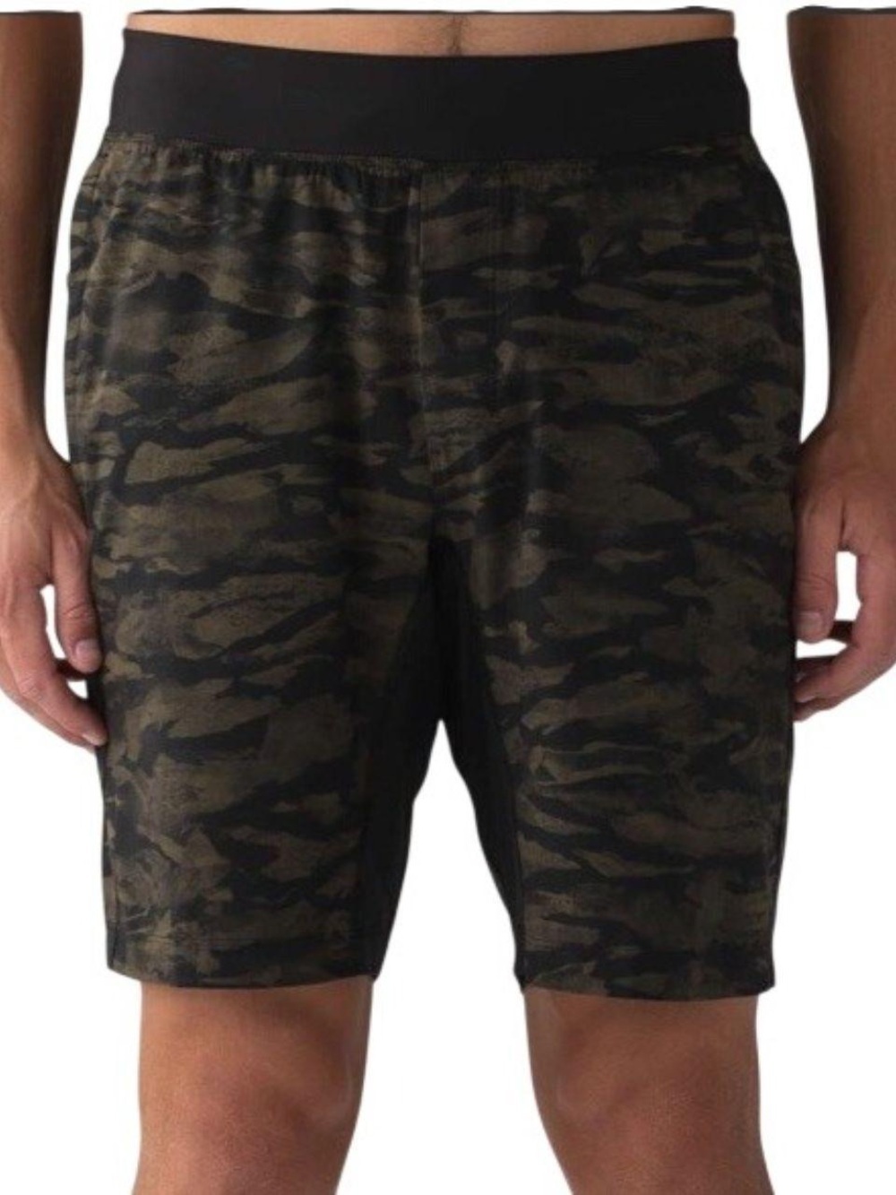 Men's Camouflage Athletic Shorts - Olive/Black